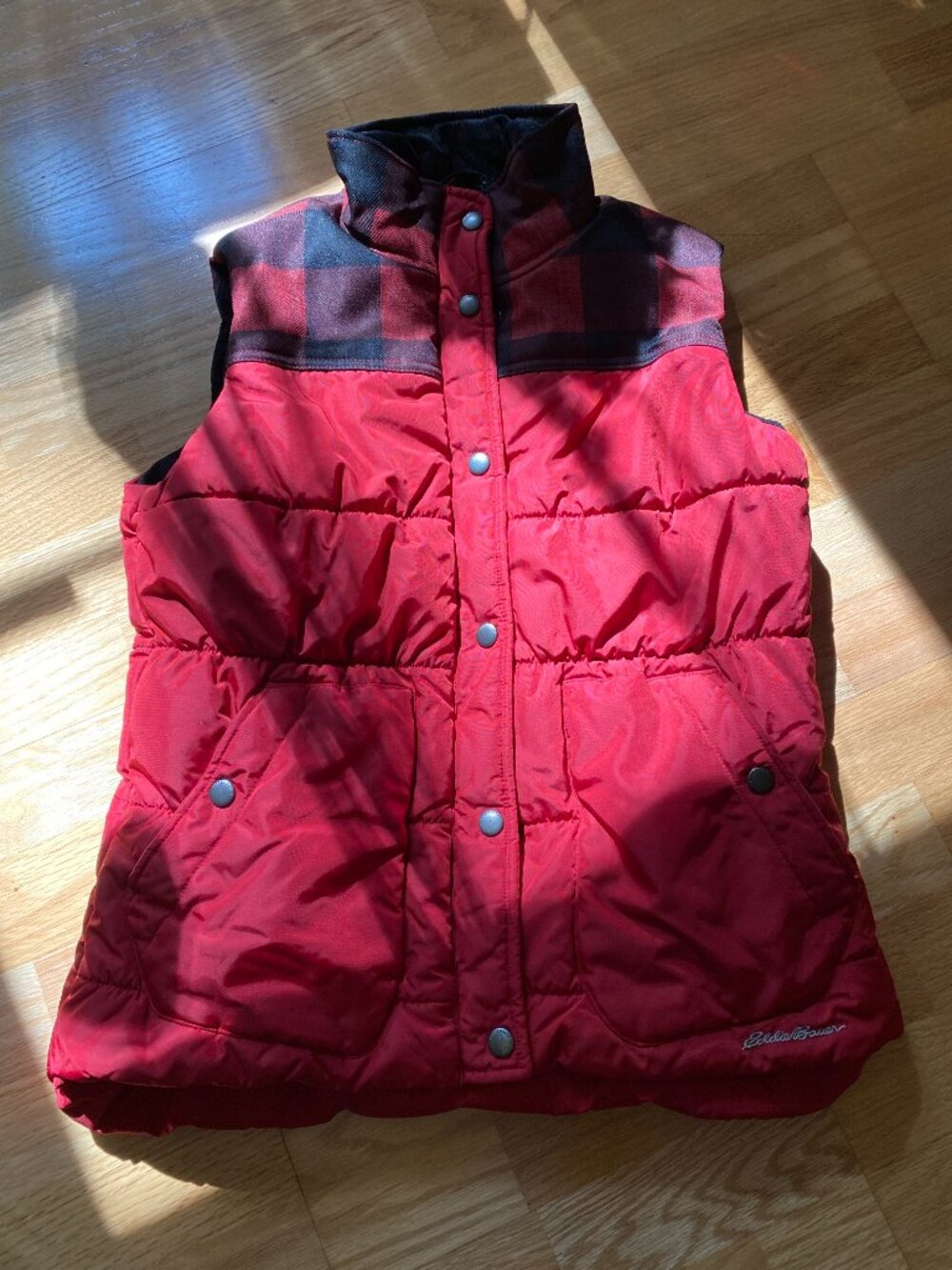 Eddie Bauer Buffalo Plaid Puffer Vest